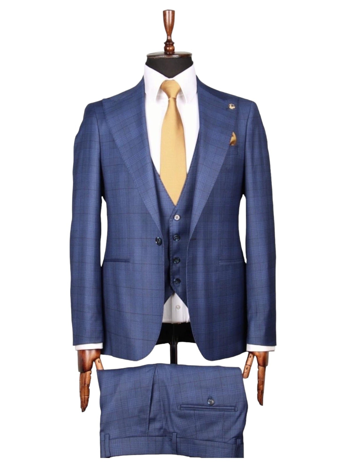 Blue Plaid Three-Piece Suit