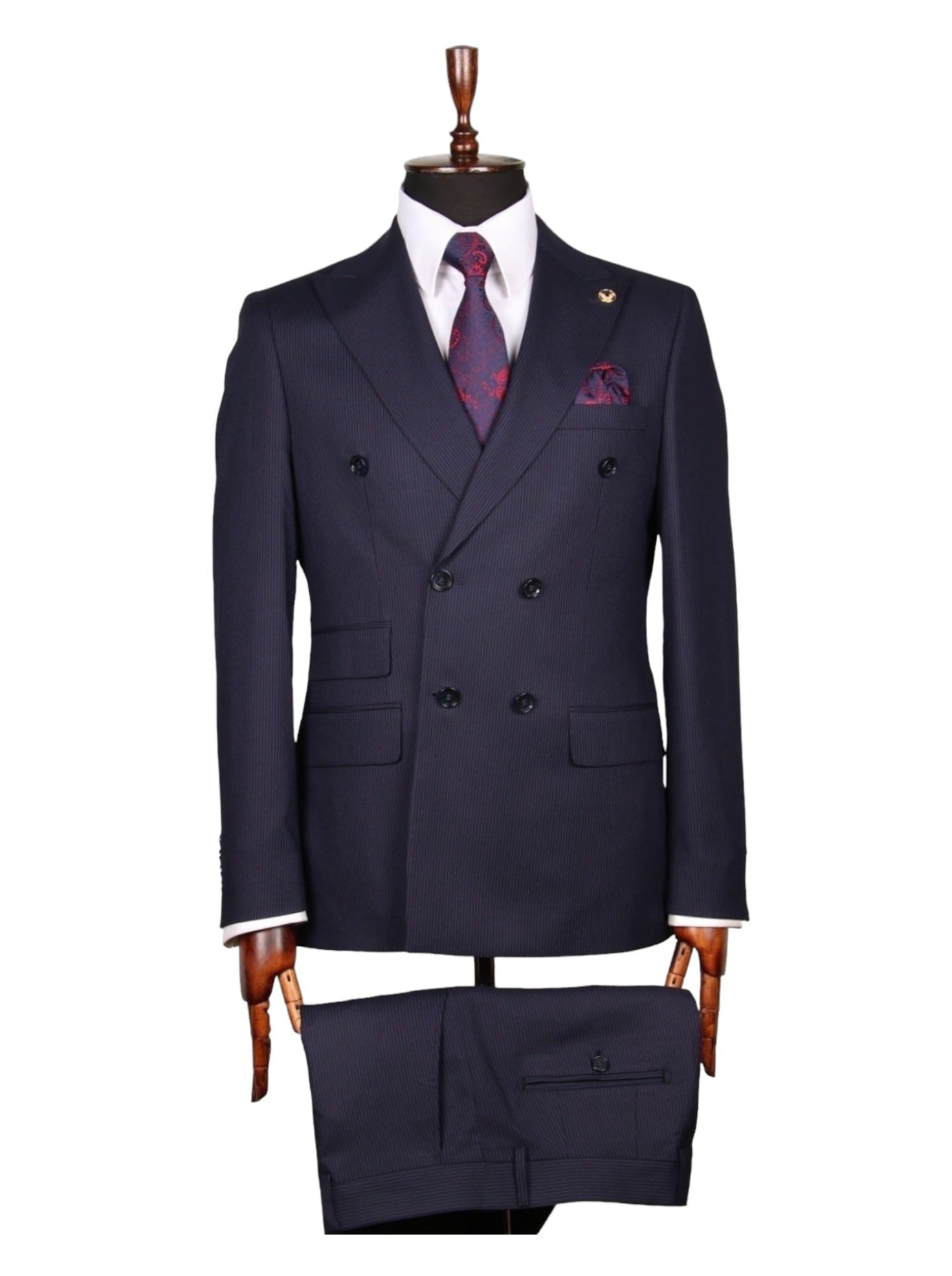 Navyblue Striped Double Breasted Suit