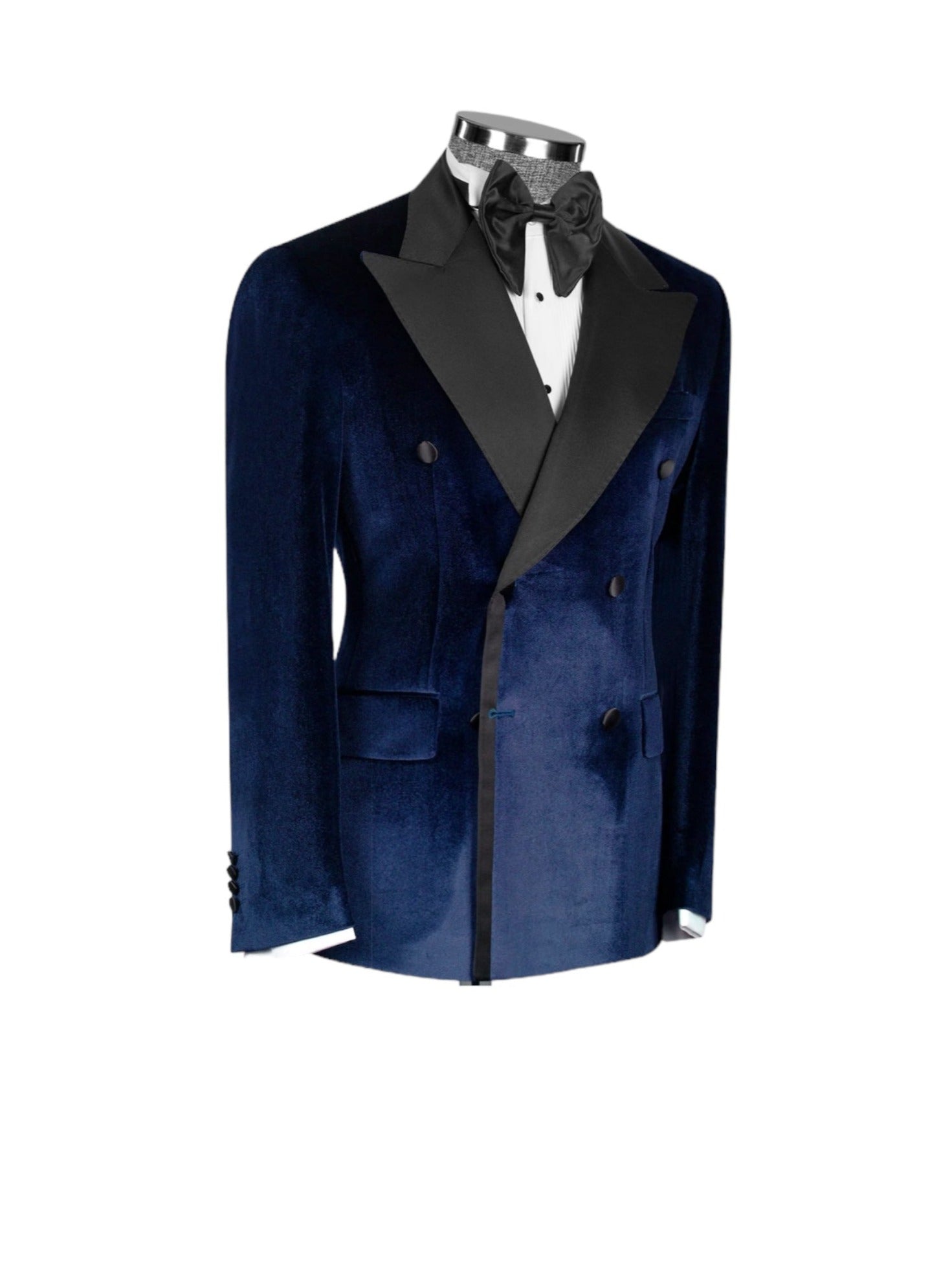 Dark Blue Velvet Double Breasted Tuxedo