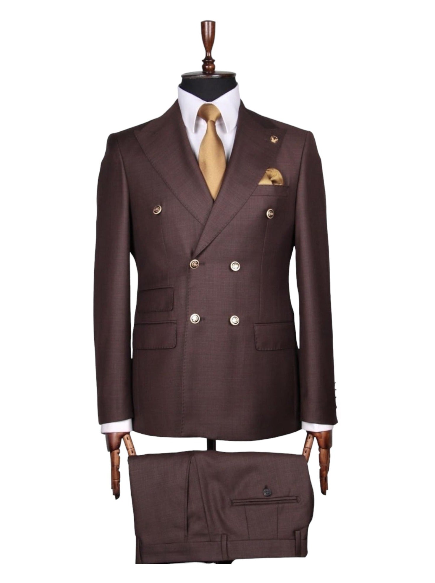 Brown Double Breasted Suit