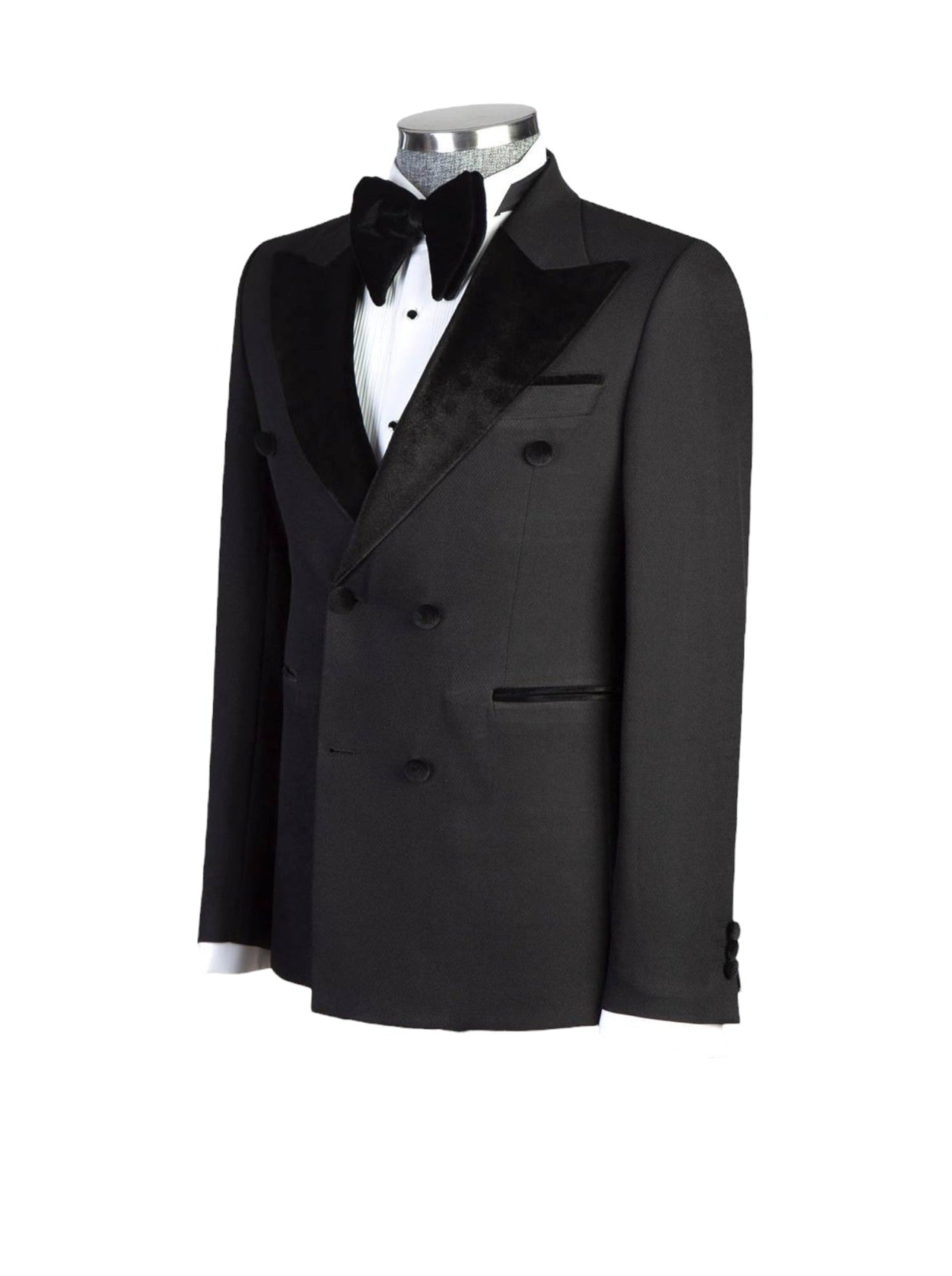 Black Velvet Lapel Double Breasted Tuxedo