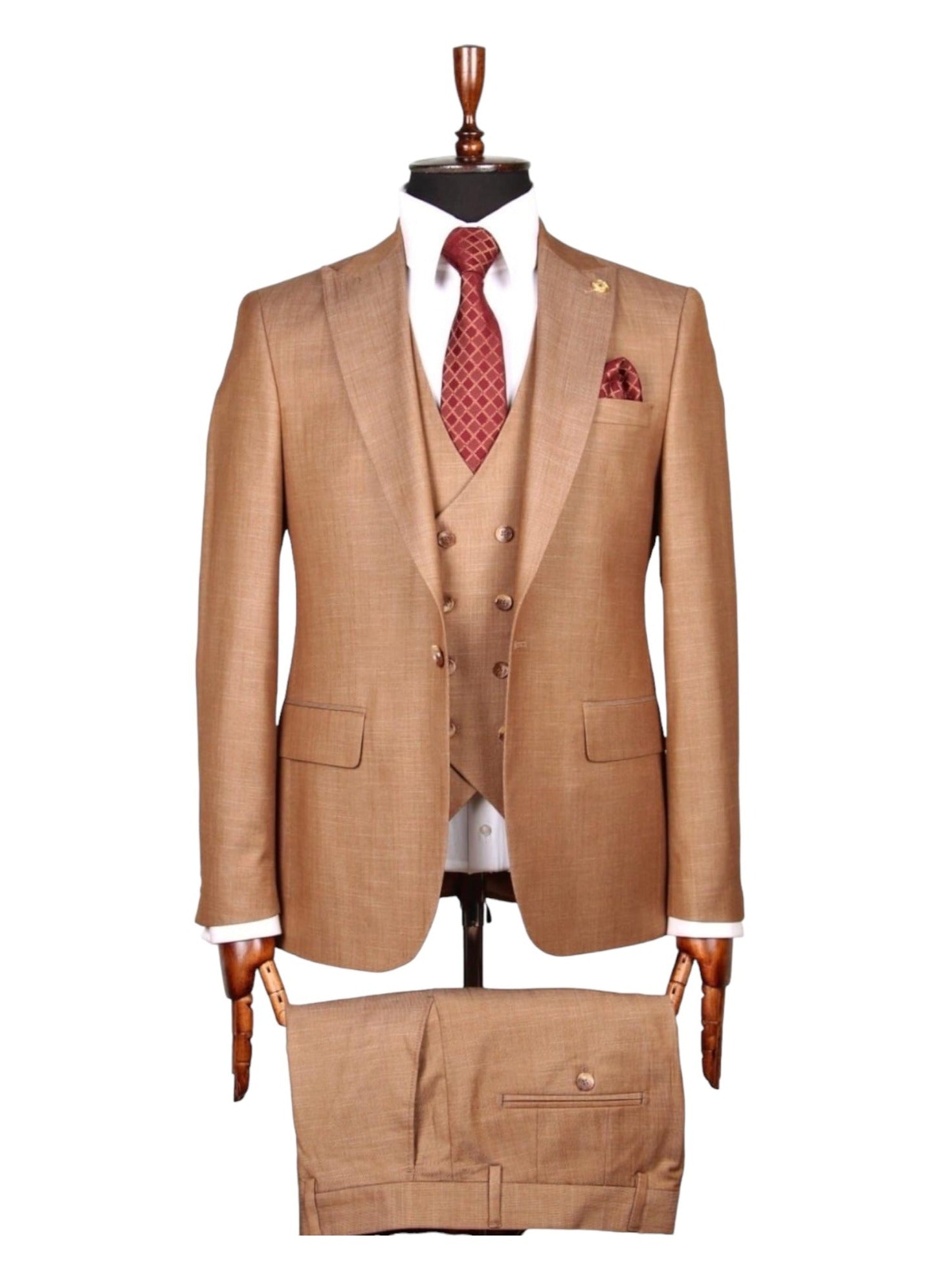 Beige Three-Piece Suit