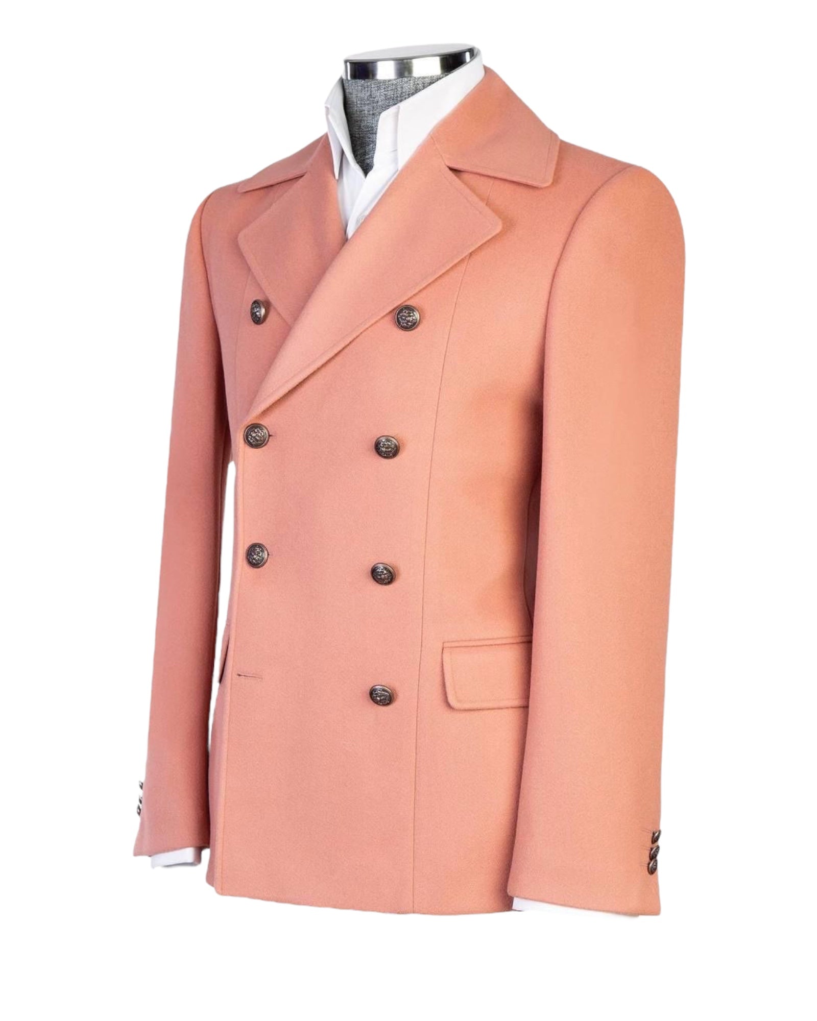 Salmon Pink Double Breasted Coat