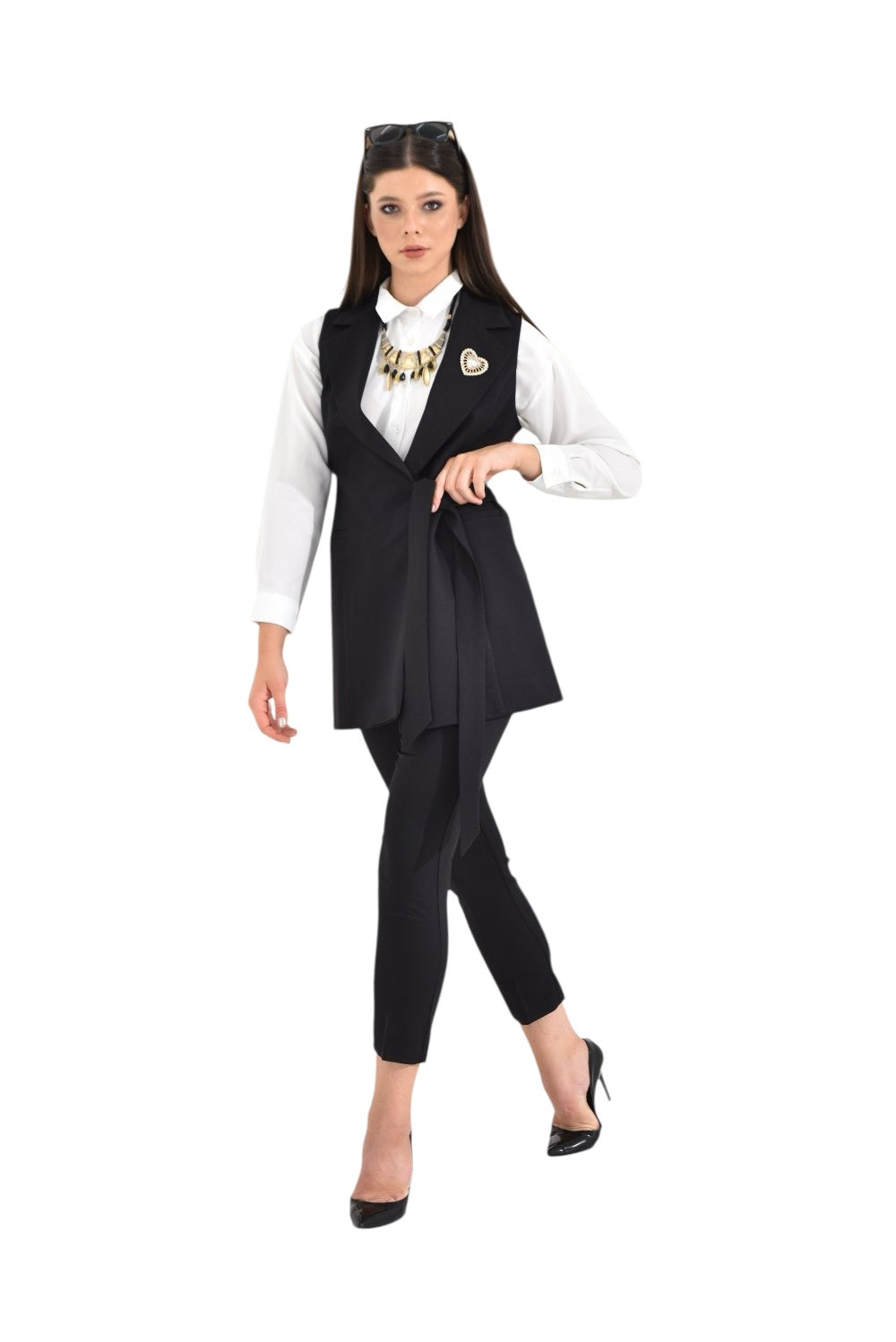 Black Sleeveless Suit