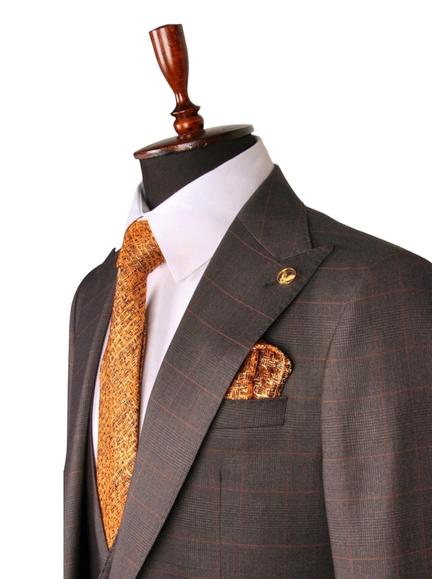 Brown Plaid Three-Piece Suit