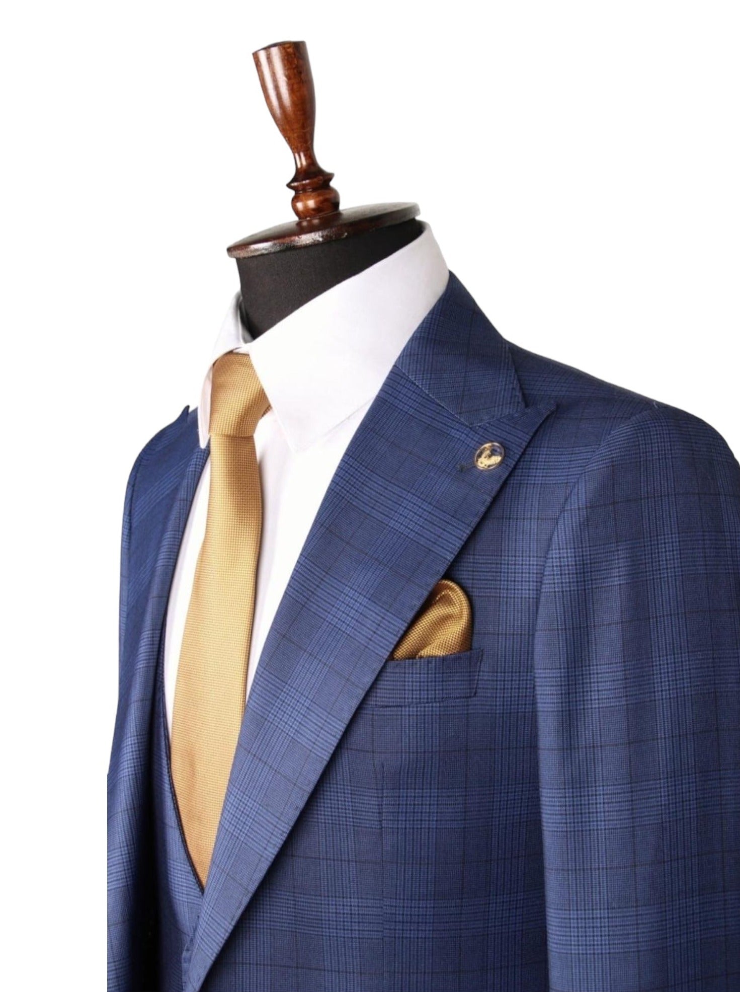 Blue Plaid Three-Piece Suit