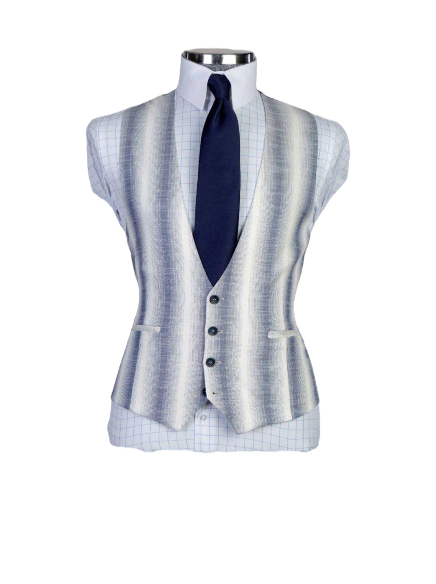 White/Blue Striped Three-Piece Suit