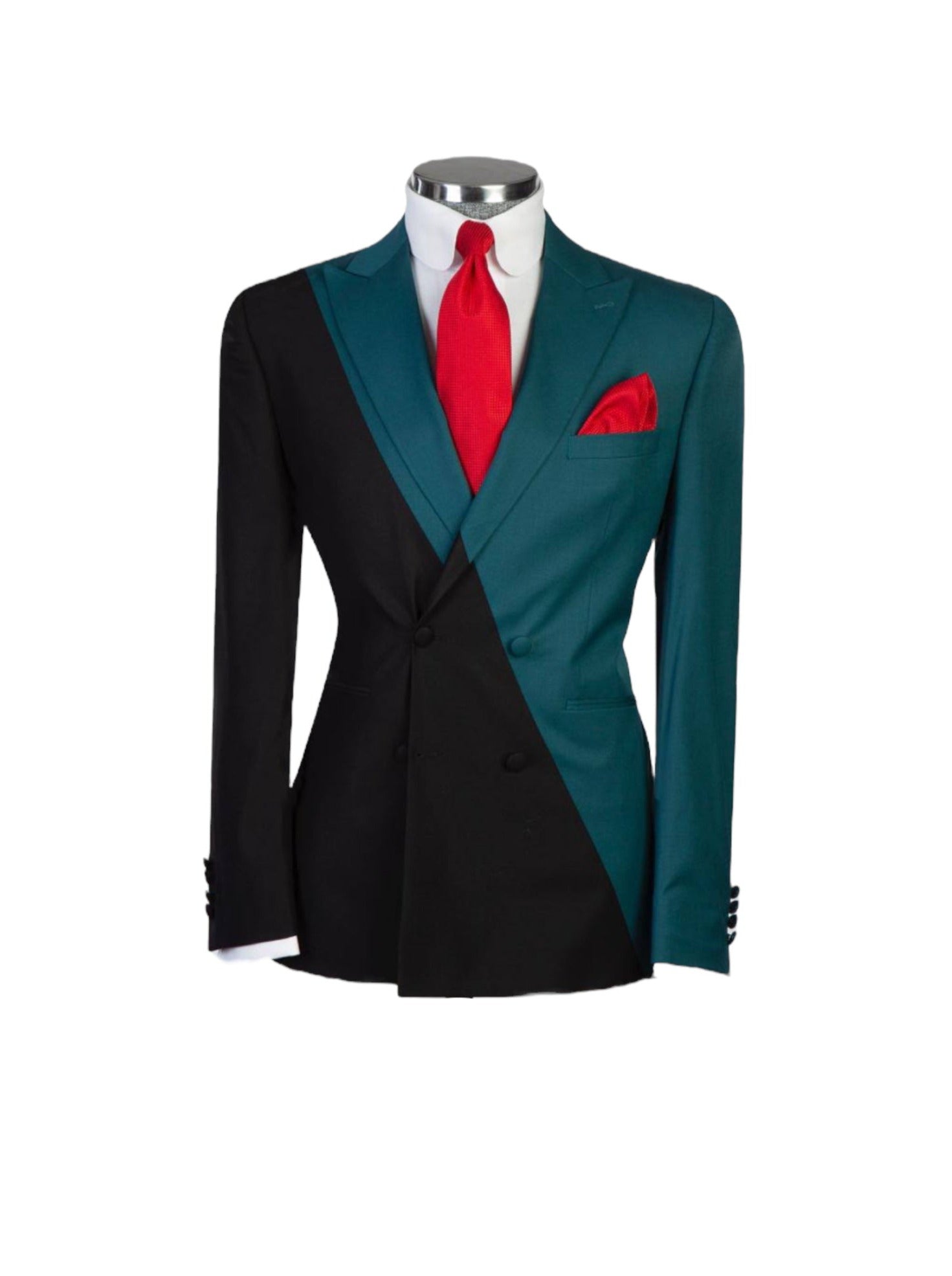 Black/Green Double Breasted Suit