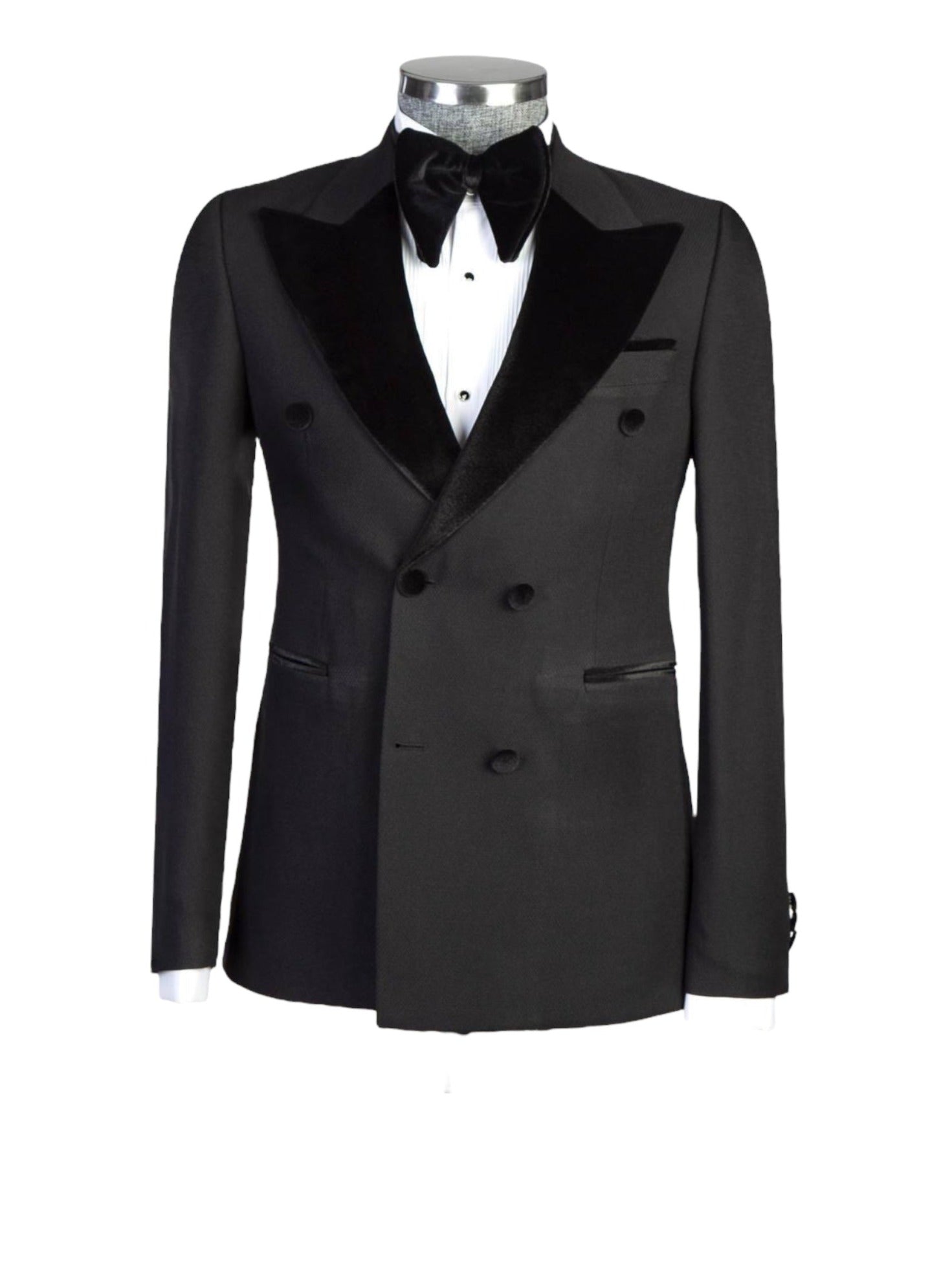 Black Velvet Lapel Double Breasted Tuxedo