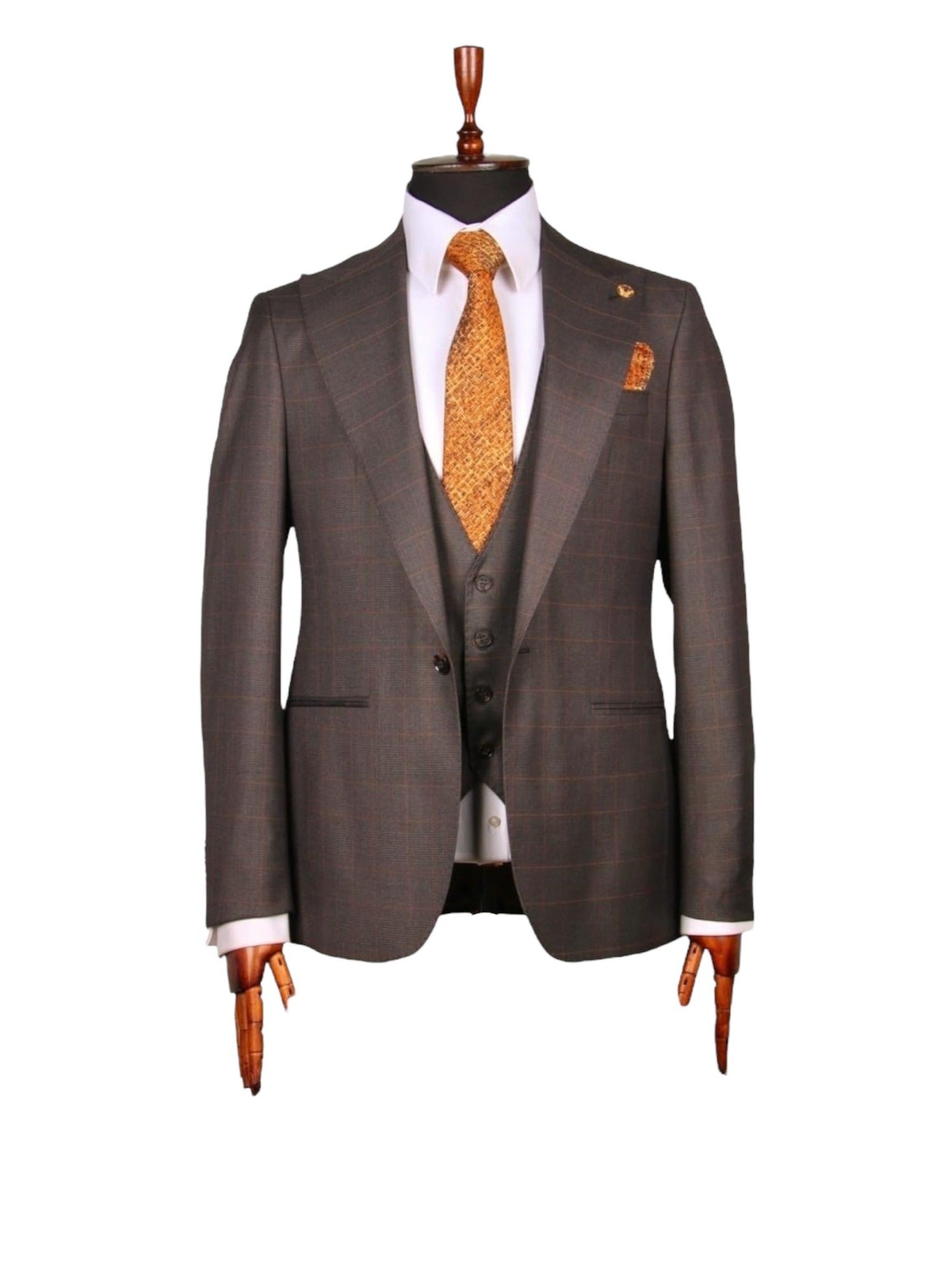 Brown Plaid Three-Piece Suit