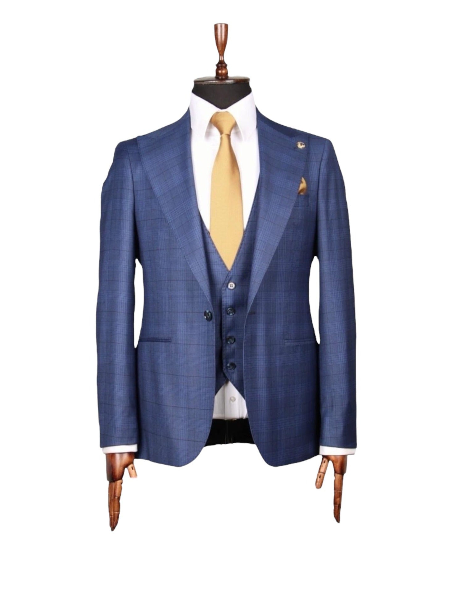 Blue Plaid Three-Piece Suit