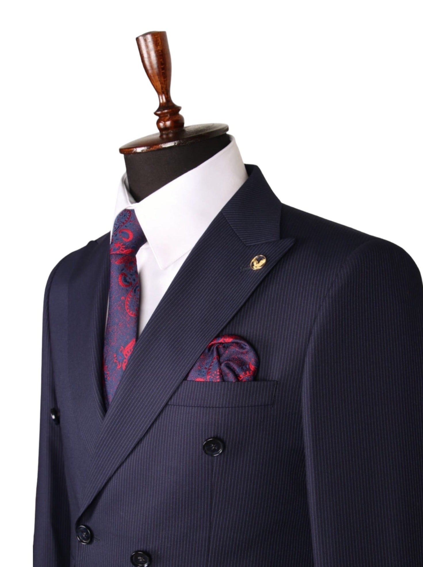 Navyblue Striped Double Breasted Suit