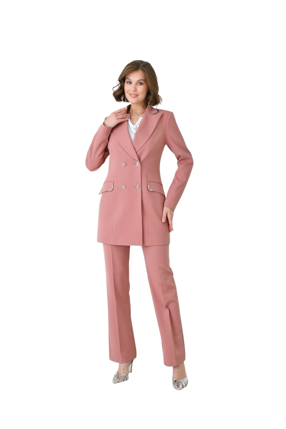 Peach Double Breasted Suit